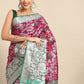 Magenta Brocade Woven Zari Design Floral Saree with Unstitched Blouse - Hiral Fashion | Swadesiicart