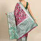 Magenta Brocade Woven Zari Design Floral Saree with Unstitched Blouse - Hiral Fashion | Swadesiicart