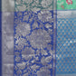 Turquoise Brocade Woven Zari Design Floral Saree with Unstitched Blouse - Hiral Fashion | Swadesiicart