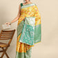 Yellow Brocade Woven Zari Design Floral Saree with Unstitched Blouse - Hiral Fashion | Swadesiicart