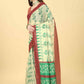 Beige Cotton Blend Printed Floral Saree with Unstitched Blouse - Hiral Fashion | Swadesiicart