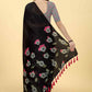 Black Cotton Blend Printed Floral Saree with Unstitched Blouse - Hiral Fashion | Swadesiicart