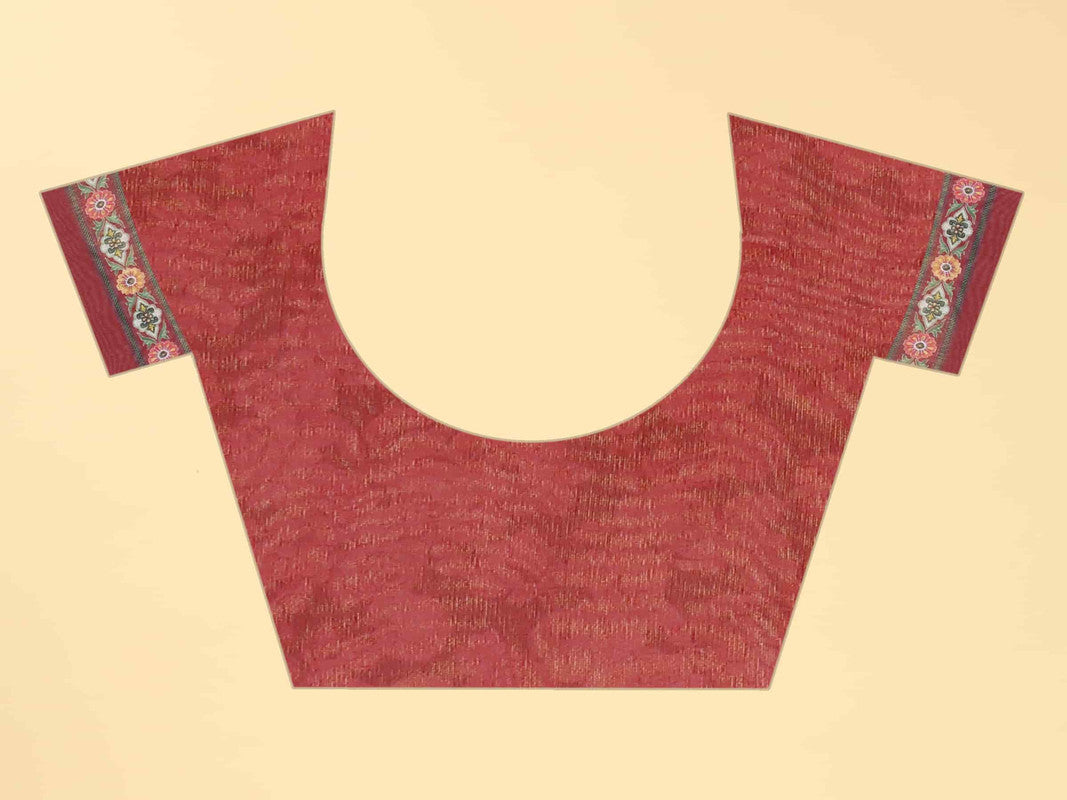 Multicolor Cotton Blend Printed Floral Saree with Unstitched Blouse - Hiral Fashion | Swadesiicart