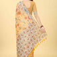 Peach Cotton Blend Printed Floral Saree with Unstitched Blouse - Hiral Fashion | Swadesiicart