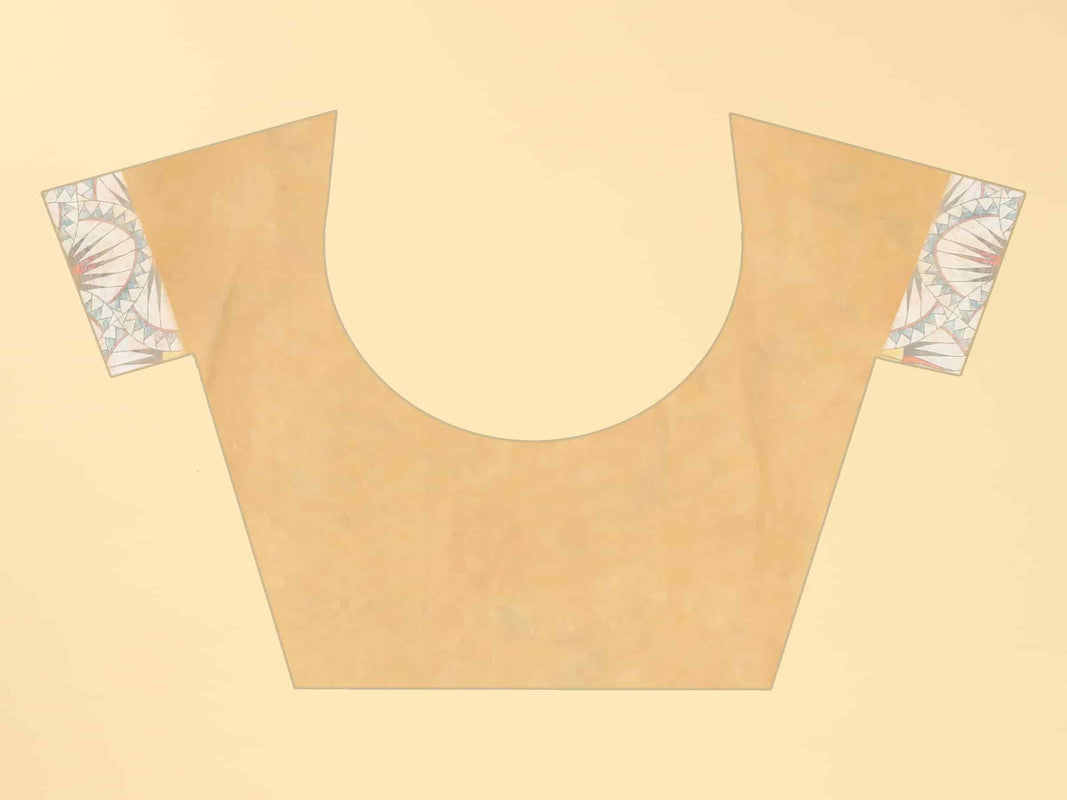 Peach Cotton Blend Printed Floral Saree with Unstitched Blouse - Hiral Fashion | Swadesiicart