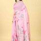 Pink Cotton Blend Printed Floral Saree with Unstitched Blouse - Hiral Fashion | Swadesiicart