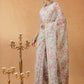 Hiral Fashion Off White Chanderi Cotton Blend Floral Digital Printed Saree | Swadesiicart