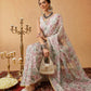 Hiral Fashion Off White Chanderi Cotton Blend Floral Digital Printed Saree | Swadesiicart