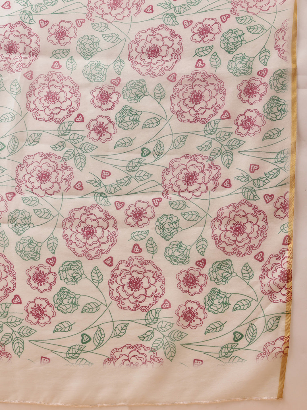Hiral Fashion Off White Chanderi Cotton Blend Floral Digital Printed Saree | Swadesiicart