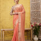 Peach Pure Viscose Chinon Zari Woven Solid Saree with Unstitched Blouse - Hiral Fashion | Swadesiicart