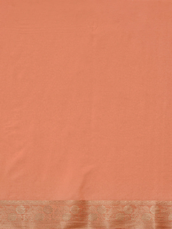 Peach Pure Viscose Chinon Zari Woven Solid Saree with Unstitched Blouse - Hiral Fashion | Swadesiicart