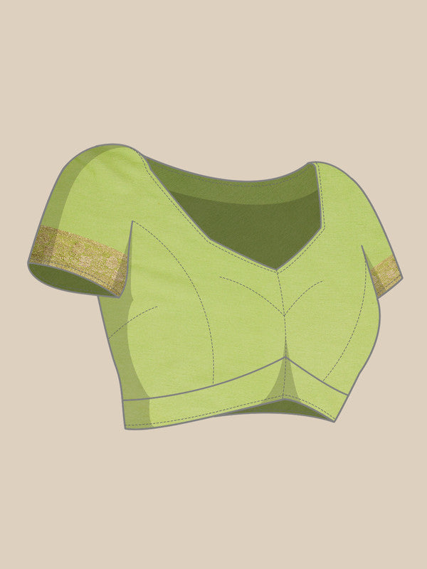 Green Pure Viscose Chinon Zari Woven Solid Saree with Unstitched Blouse - Hiral Fashion | Swadesiicart