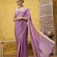 Purple Pure Viscose Chinon Zari Woven Solid Saree with Unstitched Blouse - Hiral Fashion | Swadesiicart