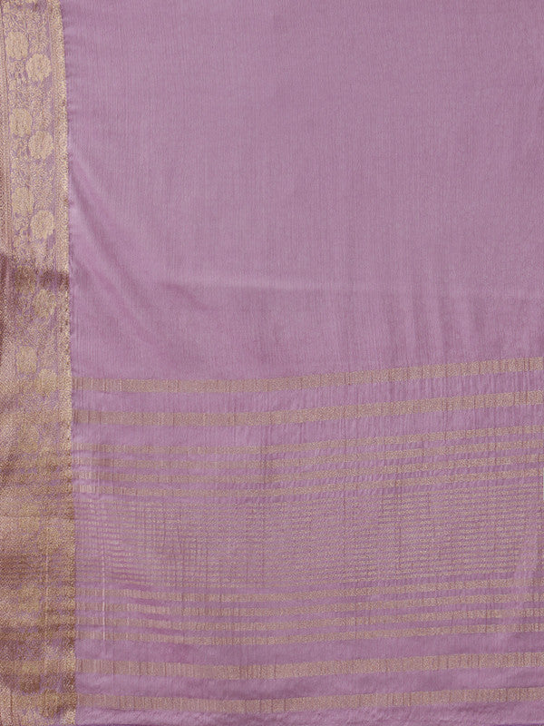 Purple Pure Viscose Chinon Zari Woven Solid Saree with Unstitched Blouse - Hiral Fashion | Swadesiicart