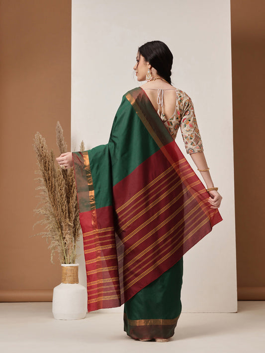 Hiral Fashion Green Banarasi Art Silk Solid Saree | Swadesiicart