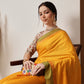 Hiral Fashion Mustard Banarasi Art Silk Solid Saree | Swadesiicart
