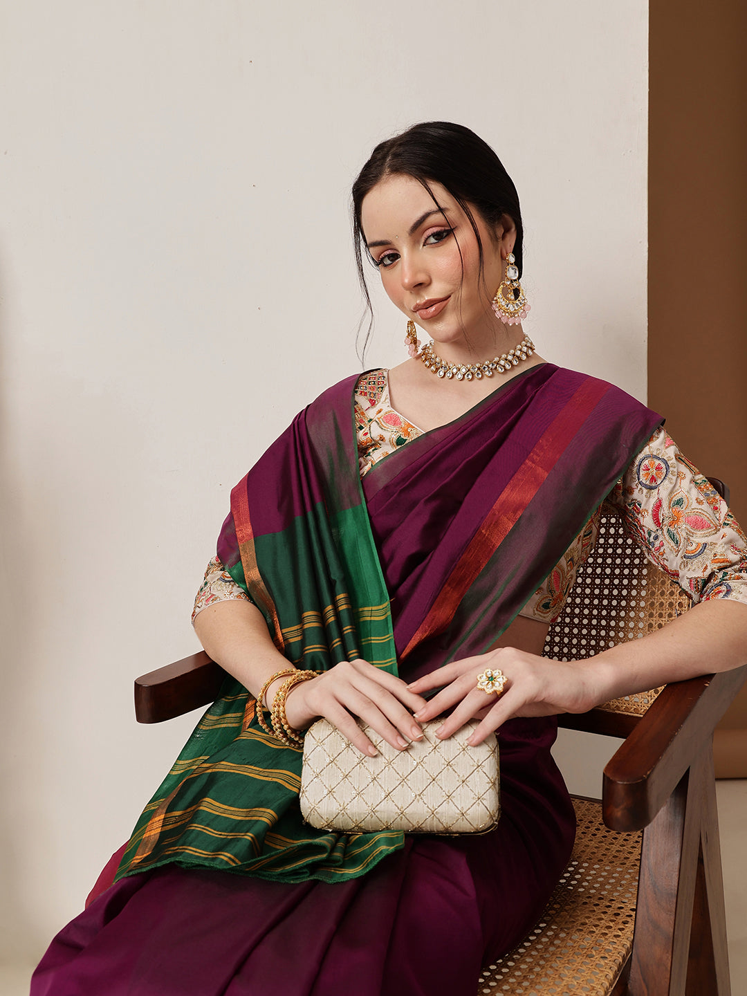 Hiral Fashion Purple Banarasi Art Silk Solid Saree | Swadesiicart