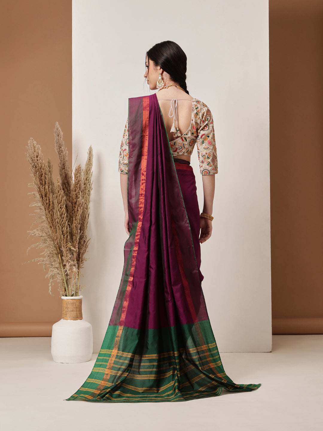 Hiral Fashion Purple Banarasi Art Silk Solid Saree | Swadesiicart