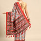 White Silk Blend Digital Print Patola Saree with Unstitched Blouse - Hiral Fashion | Swadesiicart