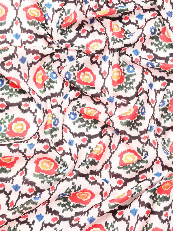 White Silk Blend Digital Print Patola Saree with Unstitched Blouse - Hiral Fashion | Swadesiicart