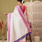 Hiral Fashion White Banarasi Soft Silk Solid Saree | Swadesiicart