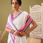 Hiral Fashion White Banarasi Soft Silk Solid Saree | Swadesiicart