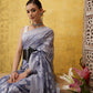 Gray Cotton Woven Zari Design Floral Saree with Unstitched Blouse - Hiral Fashion | Swadesiicart