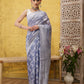 Gray Cotton Woven Zari Design Floral Saree with Unstitched Blouse - Hiral Fashion | Swadesiicart
