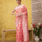 Peach Cotton Woven Zari Design Floral Saree with Unstitched Blouse - Hiral Fashion | Swadesiicart