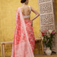 Peach Cotton Woven Zari Design Floral Saree with Unstitched Blouse - Hiral Fashion | Swadesiicart