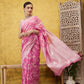 Pink Cotton Woven Zari Design Floral Saree with Unstitched Blouse - Hiral Fashion | Swadesiicart