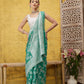 Turquoise Cotton Woven Zari Design Floral Saree with Unstitched Blouse - Hiral Fashion | Swadesiicart