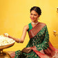 Hiral Fashion Green Banarasi Silk Woven Design Saree | Swadesiicart