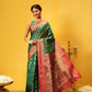 Hiral Fashion Green Banarasi Silk Woven Design Saree | Swadesiicart
