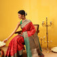 Hiral Fashion Red Banarasi Silk Woven Design Saree | Swadesiicart