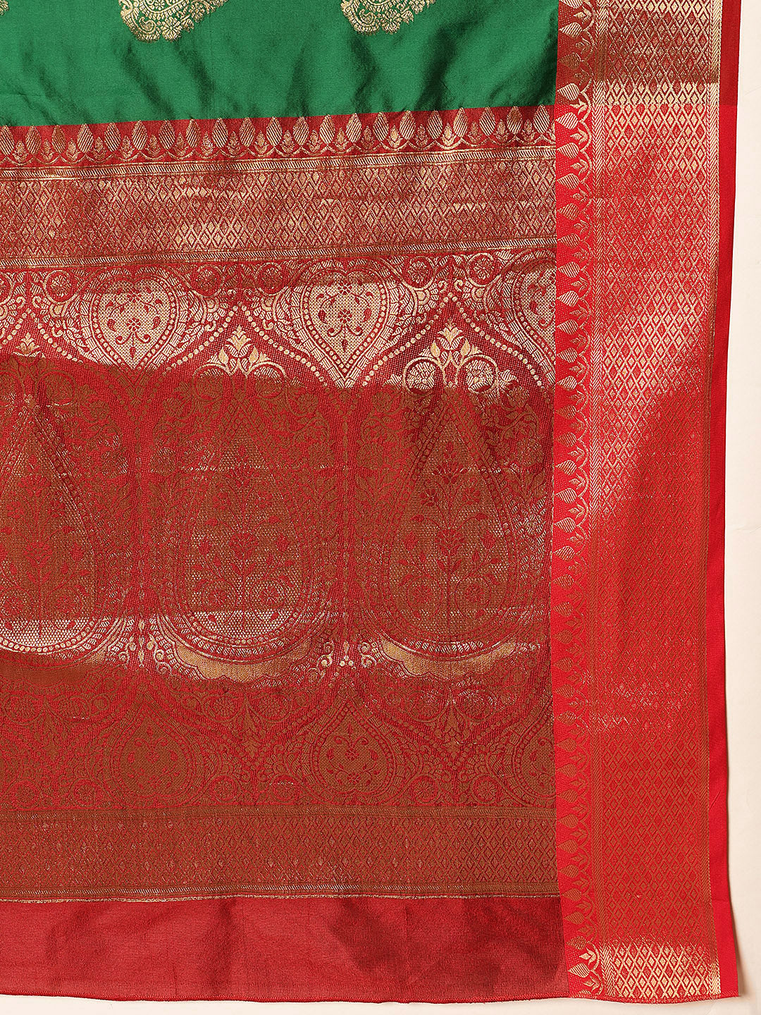 Hiral Fashion Green Banarasi Silk Woven Design Saree | Swadesiicart