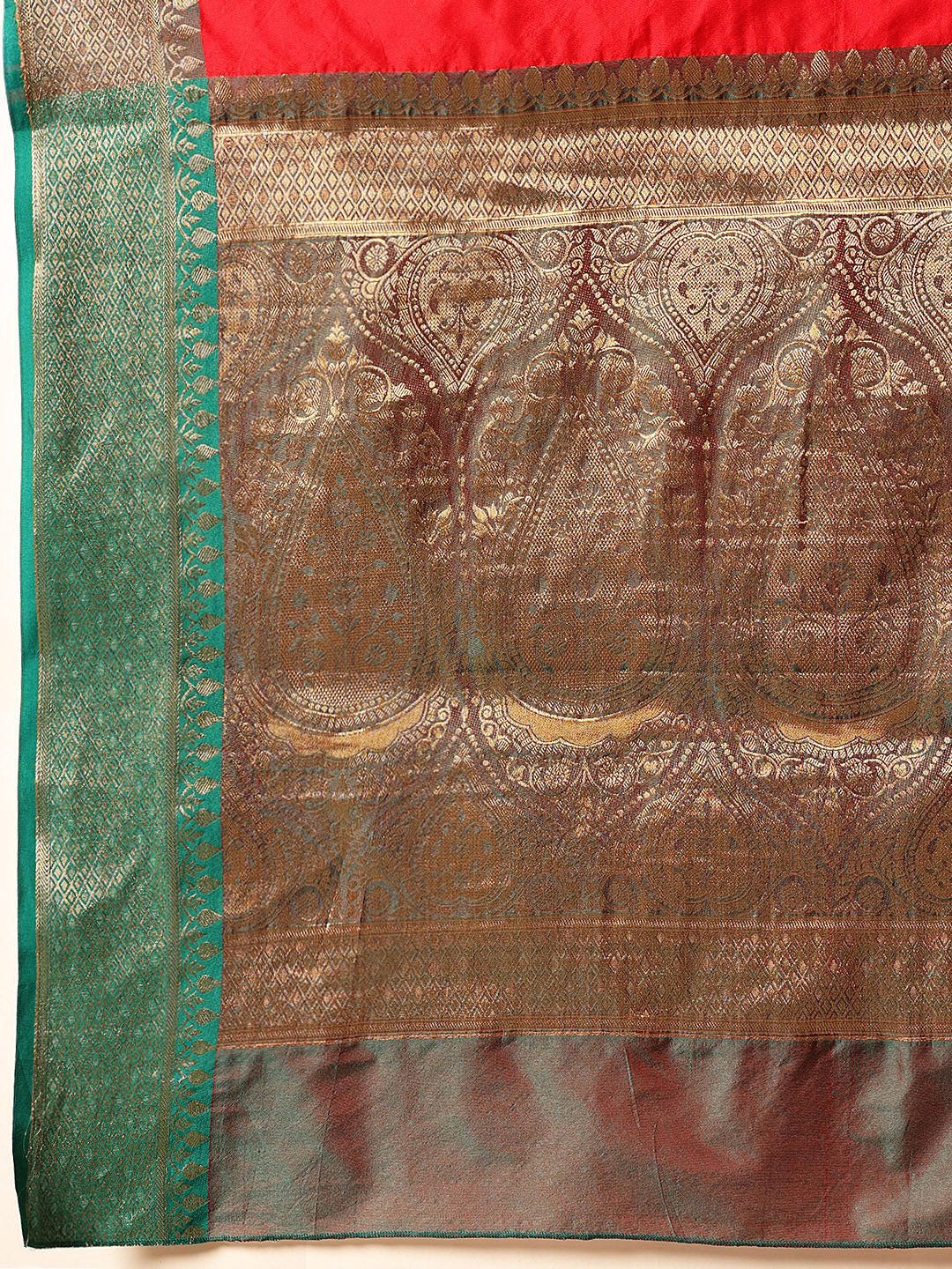Hiral Fashion Red Banarasi Silk Woven Design Saree | Swadesiicart