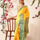 Hiral Fashion Yellow Banarasi Silk Woven Design Saree | Swadesiicart