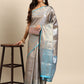 Blue Tissue Silk Woven Zari Design Floral Saree with Unstitched Blouse - Hiral Fashion | Swadesiicart
