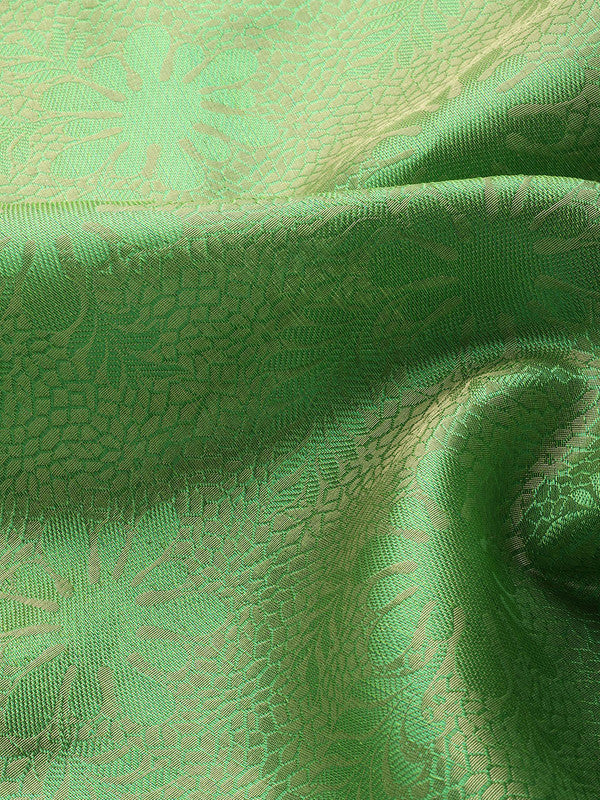 Green Tissue Silk Woven Zari Design Floral Saree with Unstitched Blouse - Hiral Fashion | Swadesiicart