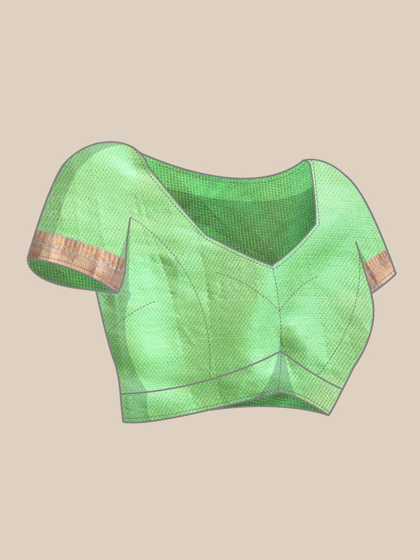 Green Tissue Silk Woven Zari Design Floral Saree with Unstitched Blouse - Hiral Fashion | Swadesiicart