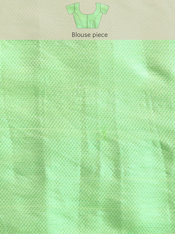 Green Tissue Silk Woven Zari Design Floral Saree with Unstitched Blouse - Hiral Fashion | Swadesiicart