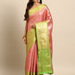 Pink Tissue Silk Woven Zari Design Floral Saree with Unstitched Blouse - Hiral Fashion | Swadesiicart