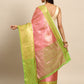 Pink Tissue Silk Woven Zari Design Floral Saree with Unstitched Blouse - Hiral Fashion | Swadesiicart