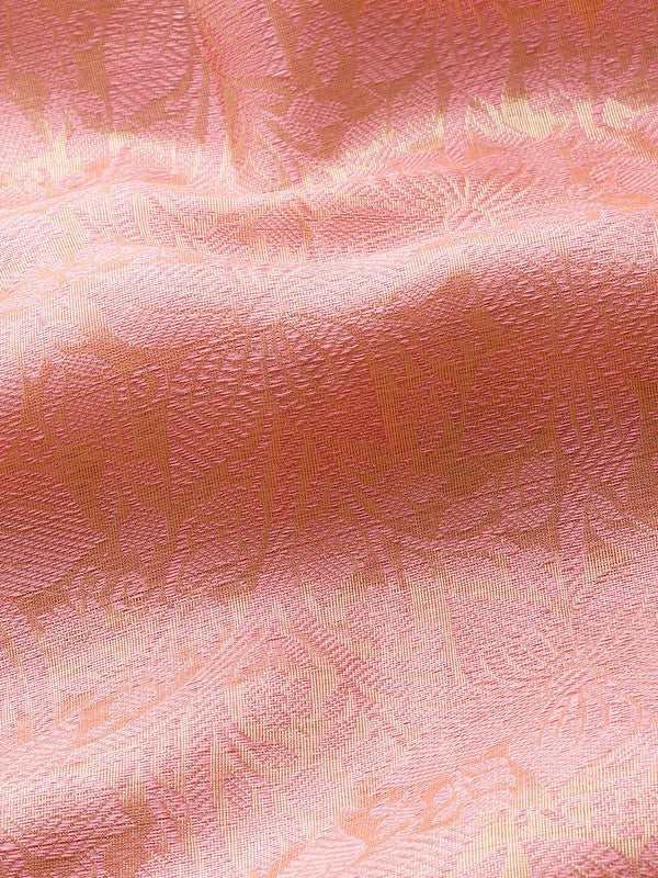 Pink Tissue Silk Woven Zari Design Floral Saree with Unstitched Blouse - Hiral Fashion | Swadesiicart