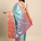 Turquoise Tissue Silk Woven Zari Design Floral Saree with Unstitched Blouse - Hiral Fashion | Swadesiicart
