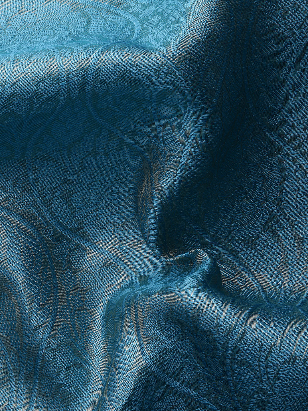 Turquoise Tissue Silk Woven Zari Design Floral Saree with Unstitched Blouse - Hiral Fashion | Swadesiicart