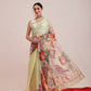 Hiral Fashion Olive Chanderi Cotton Blend Animal Print Digital Printed Saree | Swadesiicart