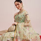 Hiral Fashion Olive Chanderi Cotton Blend Animal Print Digital Printed Saree | Swadesiicart