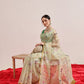 Hiral Fashion Olive Chanderi Cotton Blend Animal Print Digital Printed Saree | Swadesiicart